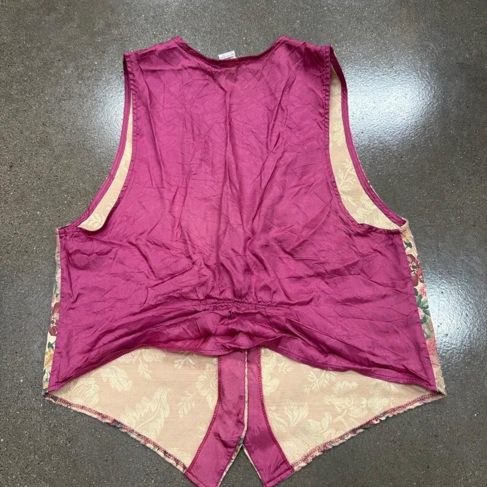 No Boundaries Plus Vintage 90s Floral Tapestry Vest Magenta Back 22W - Picture 4 of 8